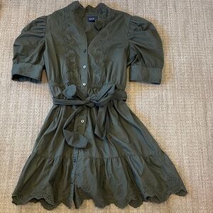 GAP Women's Olive Embroidered Mini Dress